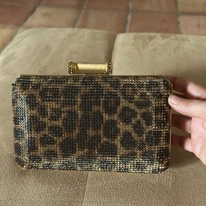Judith Leiber Couture leopard print Rhinestone purse Bag